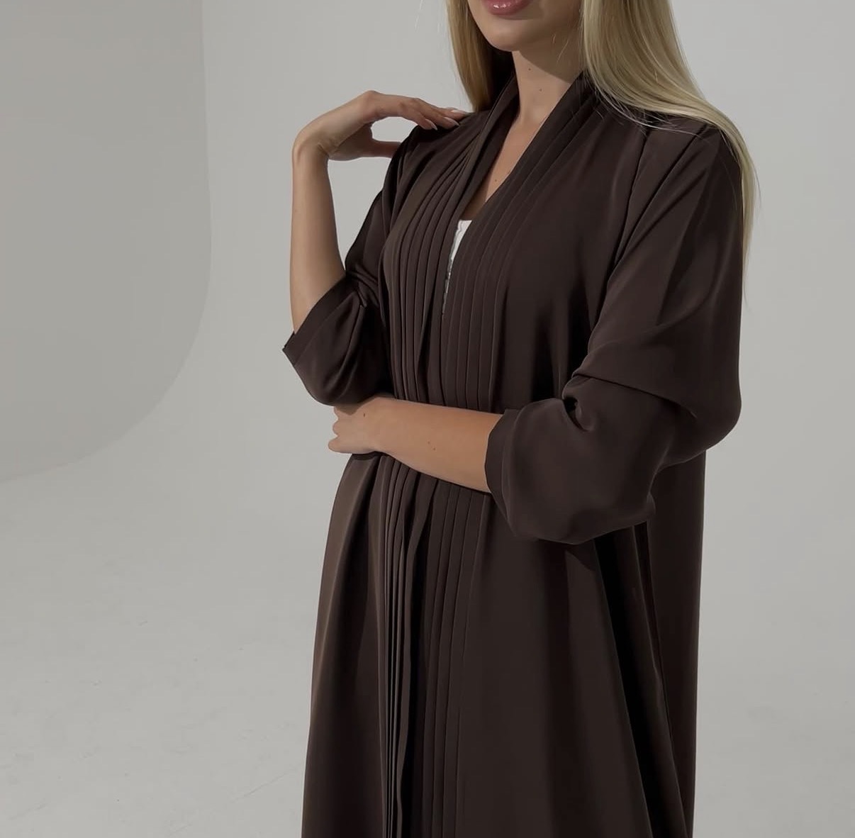 Pleated Front Open Abaya